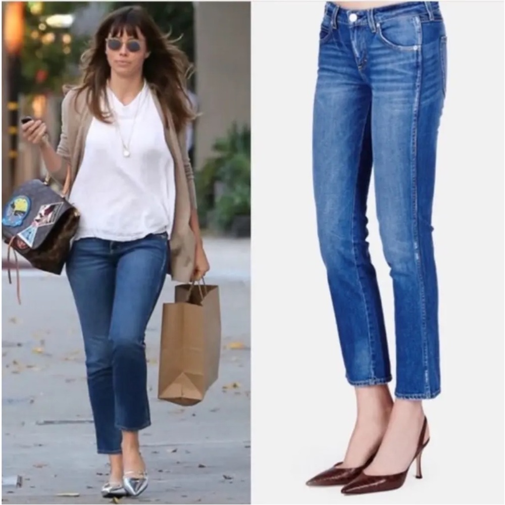 AMO Mid Rise Kate Slim Ankle Jeans in Mariner Wash Women's Size 24
